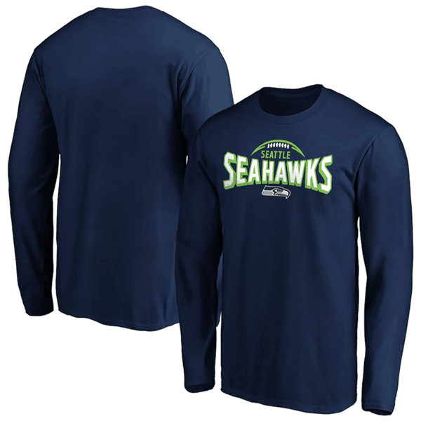 Seattle Seahawks Navy Clamp Down Long Sleeve T-Shirt